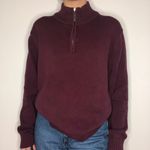 L.L.Bean vintage burgundy quarter zip knit sweater Photo 1