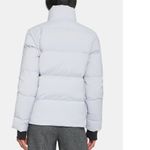 Theory NWT Stand-Collar Puffer Coat in City Poly In Color Silver Photo 3