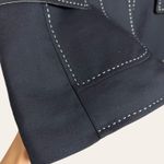 ESCADA Navy White Contrast Stitched Virgin Wool Classic Blazer Jacket Size M Blue Size M Photo 4