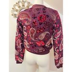 KAS New York Burgundy Velvet Paisley Ashlyn Burnout Bomber Jacket Size XS Purple Photo 4