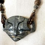 Jasper lion face statement necklace Gray Photo 3