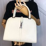Gucci Ivory Leather Satchel Self-Standing Jackie Silver Buckle Hand Bag COMES WITH: DUST BAG Photo 0