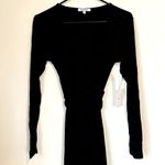 Good American NWT  Black DayNight Ribbed Wrap Midi Dress - Size 2 (Medium) Photo 2