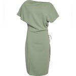 Reiss  Marcia Slash Neck Cinch Waist Dress Pale Sage Green 8 Photo 10