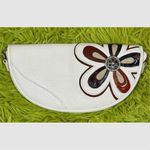 Brighton Off White Leather Shoulder Bag/Crossbody/Clutch With Flower Photo 0
