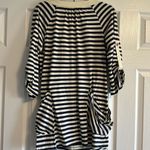 Nanette Lepore  Swim Women’s Navy Blue and Ivory Striped Beach Cover-up - Size S Photo 5
