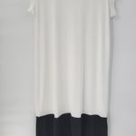 Chico's Tunic Shirt Dress Womens 2/L White Black Color Block Stretch Maxi Photo 5