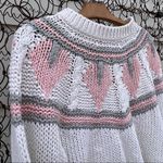Vintage 90s knitted by hand pastel sweater fair isle medallion neckline Pink Size M Photo 0