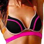 Victoria's Secret  Black, Pink, & Orange The Hottie Halter Push Up Bikini Top Photo 0