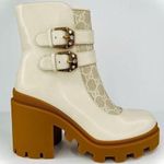 Gucci Kensington GG Supreme Leather Crystal Buckle Platform Ankle Boots EU 40.5 Photo 0