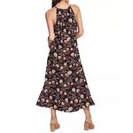 1. State  High Neck Garden Maxi Dress Size XS Black Floral Ruffles Sleeveless New Photo 3