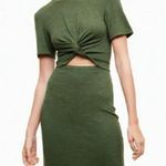 Aritzia Wilfred Free Katz Twist Front Cut Out Knit Dress Green (Large) Photo 0