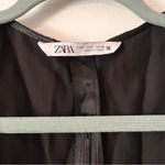 ZARA  Cut Out Satin Effect Crop Top Black Silky Sexy Night Long Sleeve Small Photo 6