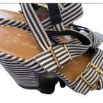 Qupid  Striped Heel Sandals Womens Size 8 Block 4.5" Ankle Strap Summer Shoe Photo 7