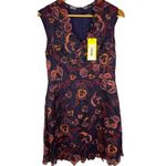 Karen Millen Purple Floral Intracate Laced Dress Lined Size 8 Photo 1