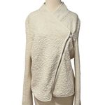 Anthropologie MOTH  Birte Ivory Textured Jersey Knit Zip Up Jacket Sweater Large Photo 2