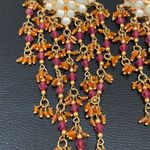 Unsigned Pink/Gold Bohemian Long Beaded Chandelier Festival Boho Earrings 35.5g Photo 5