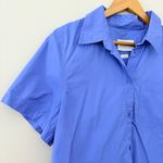 Sunday Best Aritzia Blue Short Sleeve Button Up Shirt Cotton Cropped Boxy Size L Size L Photo 3