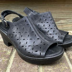 Born Black Leather Perforated Open Toe Sling Back Mule 7.5 Black Photo 0