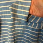L.L.Bean Womens Blue White Stripe 1/4 Zip Mock Neck Long Sleeve Shirt Sz. Large Photo 3
