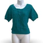 Erika 80’s Chunky Turquoise Green Knit Short Sleeve Sweater Photo 0