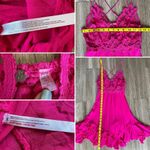 Free People  One Adella Lace Slip Mini Dress Rose Hypnotic Hot Pink Fuchsia XS Photo 14