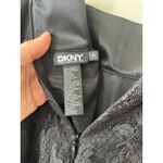 DKNY  Sz 10 Black Lace Midi Skirt Satin Waist Zipper Closure Photo 2