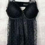 Babydoll Chemise Lingerie Plus Size 2X Sheer Mesh Coquette Whimsigoth Fairy Black Photo 0