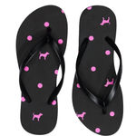 PINK - Victoria's Secret PINK Victoria’s Secret Black With Pink Dot Dog Flip Flops Beach Pool NEW Size 8 Photo 0