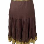 Gracie Silk and Sequined Skirt, Brown, Small Brown Photo 1
