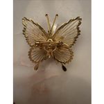 Monet Vintage Signed  Gold Tone Butterfly Brooch Pin Rhinestones Photo 7