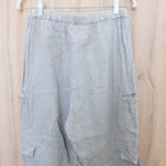 Flax  Womens Linen Cropped Cargo Pants Size M Beige Boho Minimalist Lagenlook Photo 8
