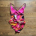 Trina Turk NWT WOMEN'S FAN FAIRE TWIST BACK HALTER PLUNGE ONE PIECE SWIMSUIT Photo 11