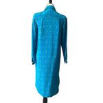 Vintage 100%Silk Midi Shirtdress‎ Women 4 Blue Geometric Shapes Print Retro Photo 3