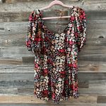 Free People  Floral Puff Sleeve Button Front Mini Dress/Tunic Size Medium Photo 3