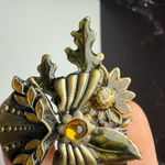 Autumn Winged Angel Sunflower Multi Color Enamel Brooch Pin Signed KC Photo 6