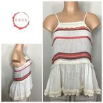 Anthropologie New. RAGA stripe gauze top with fringe trim. Small. Retails $142 Photo 1