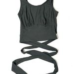 Listicle NEW  Ribbed Crop Wrap Tie Tank Evergreen Size Medium Photo 0