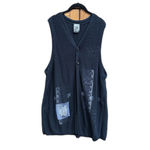 Blue Fish USA 1996 Lagenlook KNIT Cardigan Tunic Dark Navy One Size Size XL Photo 1