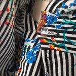 One Clothing Revolve UO Black White Stripe Floral Hummingbird 3/4-Slv Tie-Front Wrap Top EUC S Photo 6