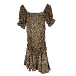 Blue B Mini Dress Womens S Yellow Floral Ruched Puff Sleeve Smocked Cottagecore Photo 3