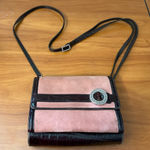 Brighton  Suede Leather Central Park Organizer Crossbody Purse Wallet‎ Pink Brown Photo 0