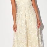 Lulus Lulu’s Flourishing Kiss Cream Floral Embroidered Floral Lace Midi Dress Size Med Photo 0