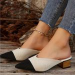 SheIn Knitted Two Tone Pointed Toe Mules Photo 2