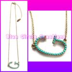 Plunder Jewelry “G” Initial Aqua and Gold Plated Vintage Necklace Photo 8