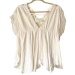Anthropologie By  V-Neck Cream Lace Women's Top size medium Photo 6