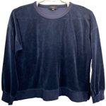 J.Crew Womens Navy Velour Pullover Sweatshirt Top M Crewneck Long Sleeve Soft Photo 0