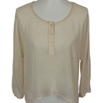 Sparkle & Fade  Sheer Cream Blouse Medium Long Sleeve Romantic Girly Date Night Photo 0