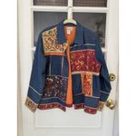 Coldwater Creek Embroidered Denim Jacket size L button collared floral Photo 3