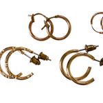 Gold Textured Mini Hoop Fashion Earring Set Photo 3